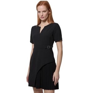 Karen Millen‎ Black Tailored Military Pleat Mini Dress Short Sleeve 8 EUC